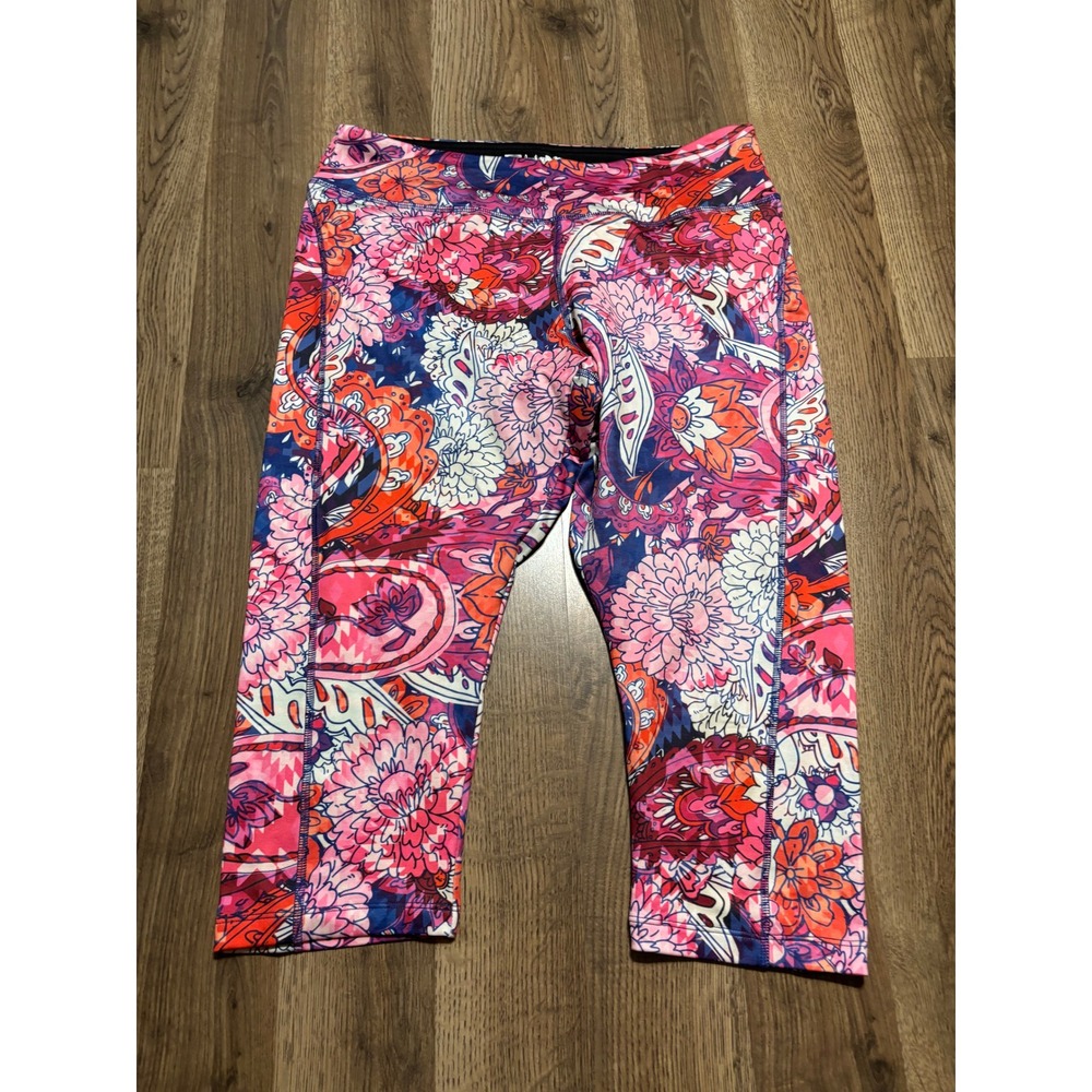 LuLaRoe Pants Womens Size XL Multi Color Floral Paisley Crop Leggings Athletic
